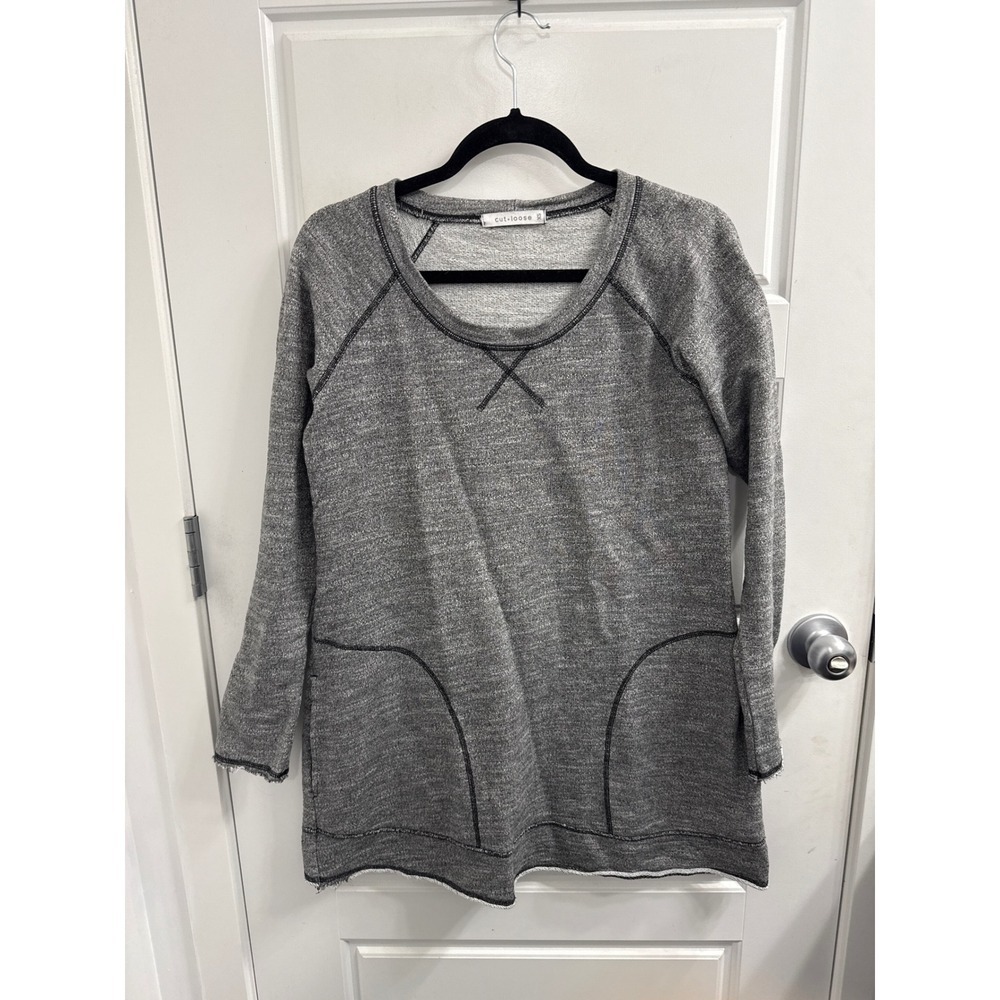 Cut Loose Womens‎ Gray French Terry Tunic Sweatshirt Pockets XS 0227611